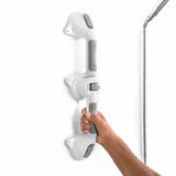 Maniglia angolare bagno sicurezza installata su parete per fornire stabilità e supporto nel bagno