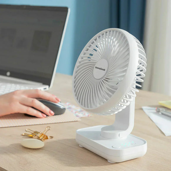 Ventilatore Portatile USB Ricaricabile InnovaGoods per come rinfrescarsi in modo innovativo durante il lavoro estivo