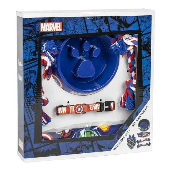 Set Regalo di Benvenuto per Cani The Avengers con ciotola e accessori per idee regalo bambini fan supereroi