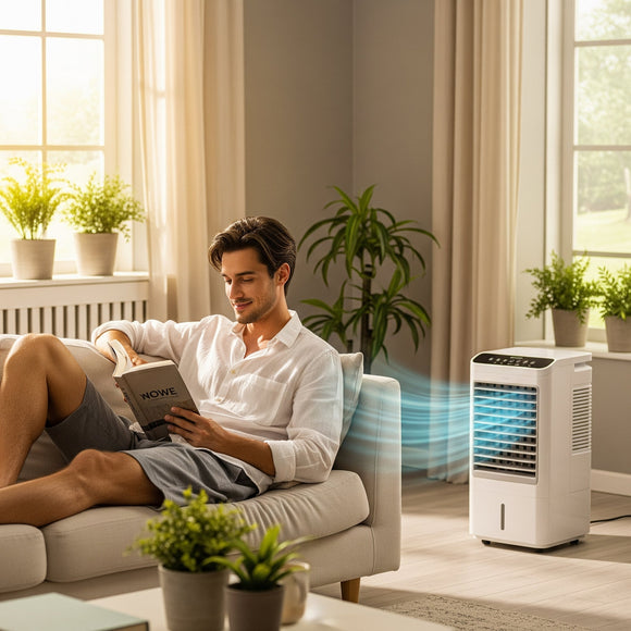 Condizionatore Evaporativo Portatile Orbegozo AIR 46 in un ambiente fresco, soluzione intelligente contro il caldo estivo