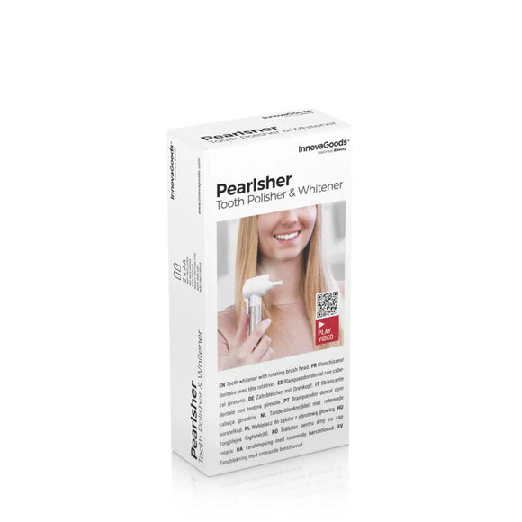 Dispositivo per sbiancare i denti Pearlsher che mostra come lucidare i denti senza dentista per risultati professionali