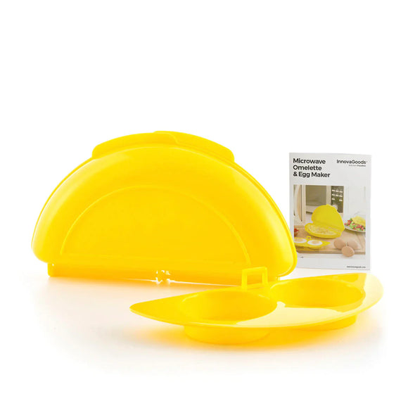 Contenitore per frittata da microonde InnovaGoods in plastica gialla con istruzioni per l'uso