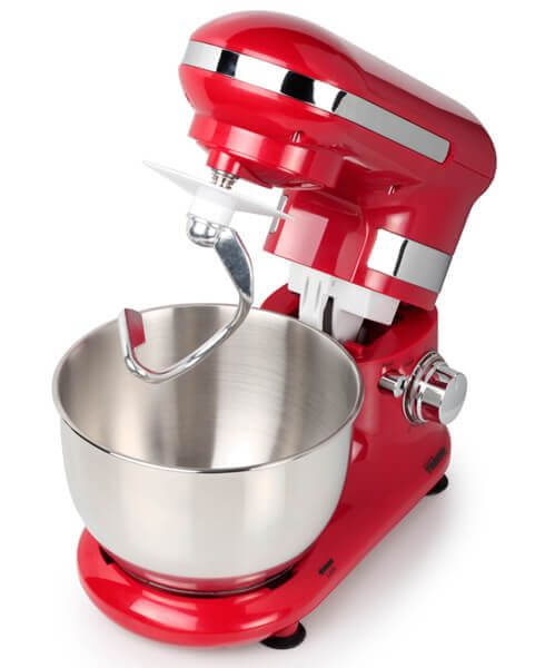 Impastatrice rossa di alta qualità con ciotola in acciaio inox e gancio per impasto