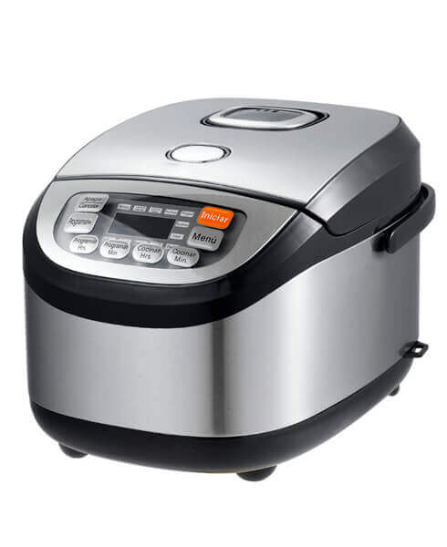 Mistero della cucina: pentola a pressione elettrica in acciaio inox con pannello di controllo e funzione menu