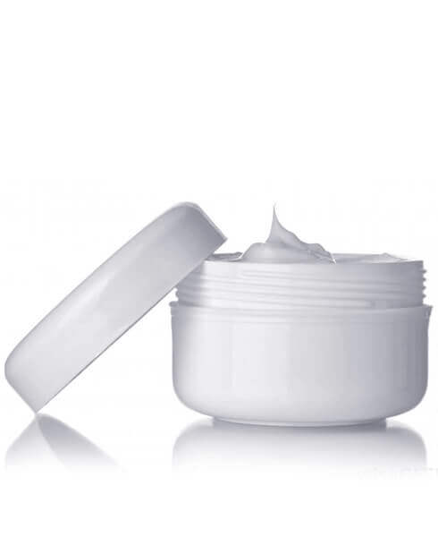Crema per il viso in un barattolo bianco, parte del trattamento rughe innovative per una pelle levigata