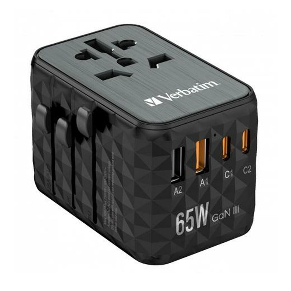 Adattatore a Spina Universale da Viaggio Verbatim Nero Grigio 65 W