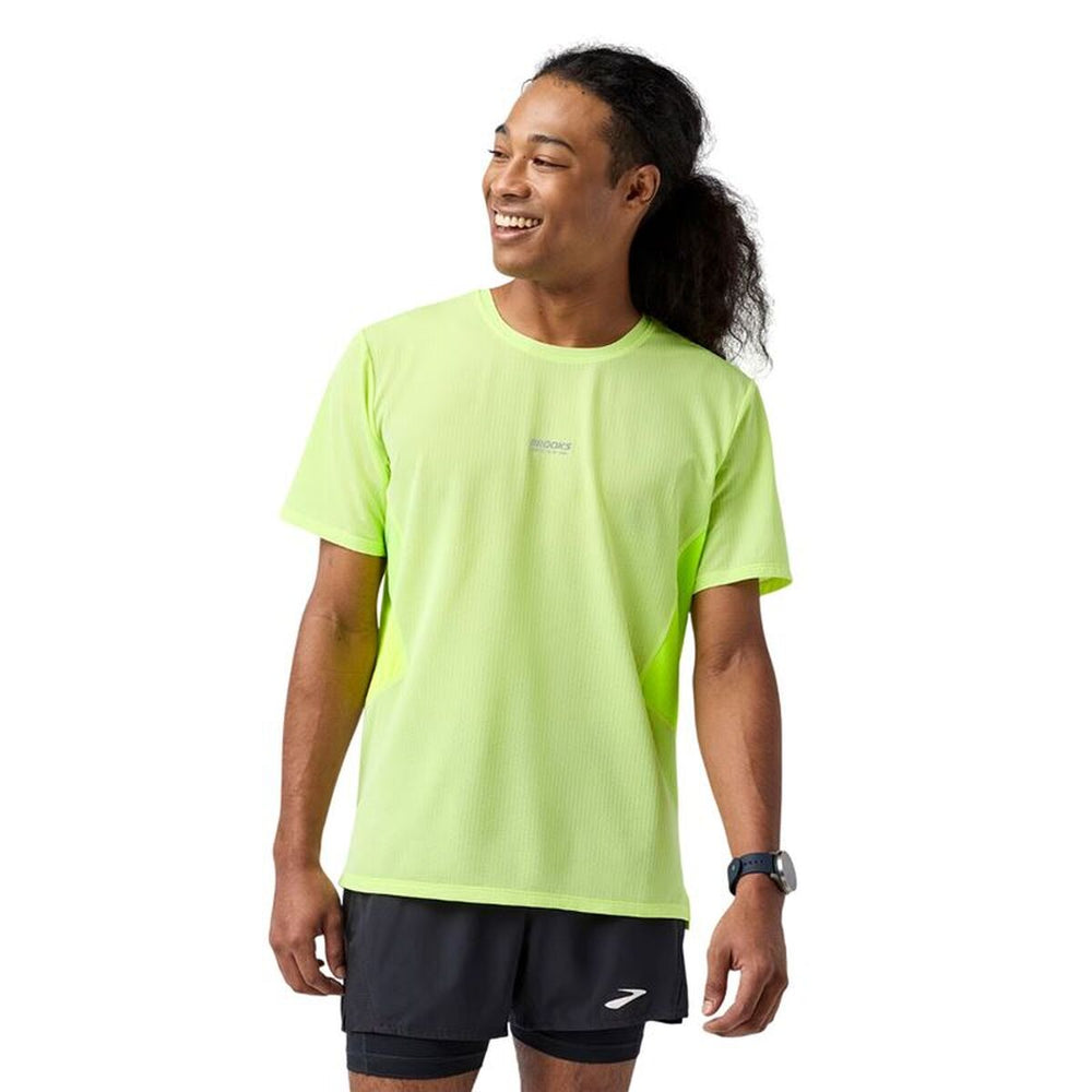 Men’s Short Sleeve T-Shirt Brooks High Point Sleeve 2.0 Yellow