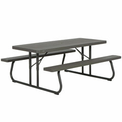 Tavolo da picnic Lifetime Legno Marrone Pieghevole Acciaio Plastica 183 x 145 x 74 cm