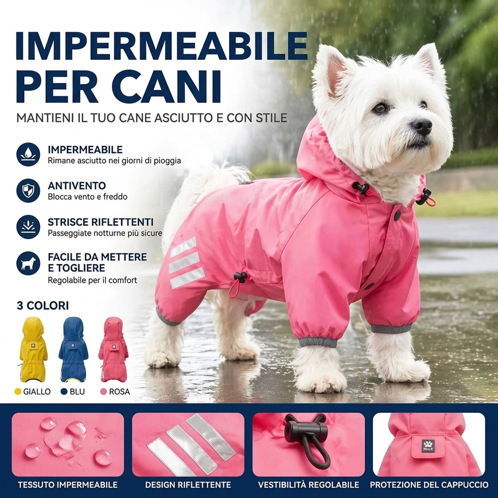 Tuta Impermeabile Riflettente per Cani