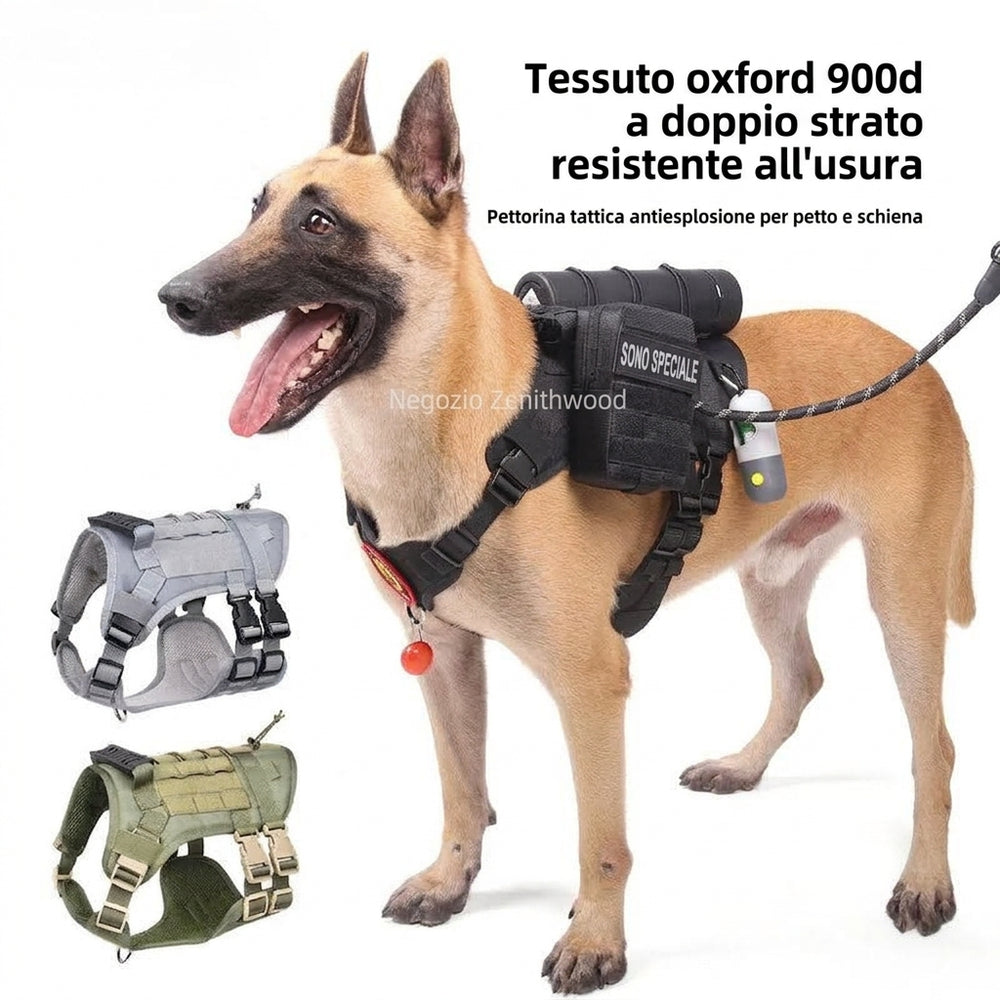 Gilet Tattico Impermeabile per Cani Medi e Grandi