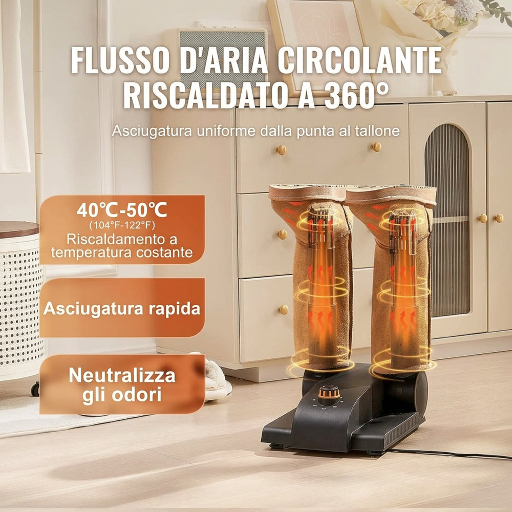 Asciugascarpe Elettrico Pieghevole Nero