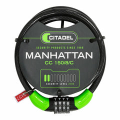 Cable con candado Citadel Manhattan cc 150/8/c Combinación Negro 150 cm