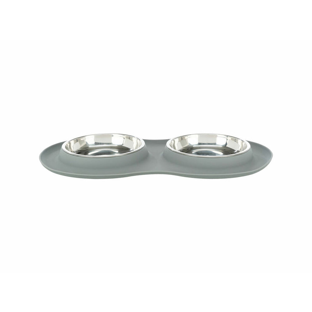 Ciotola per cani Trixie Grigio Acciaio inossidabile Ø 16 cm Doppia 2 × 0,3 L 47 × 3 × 26 CM