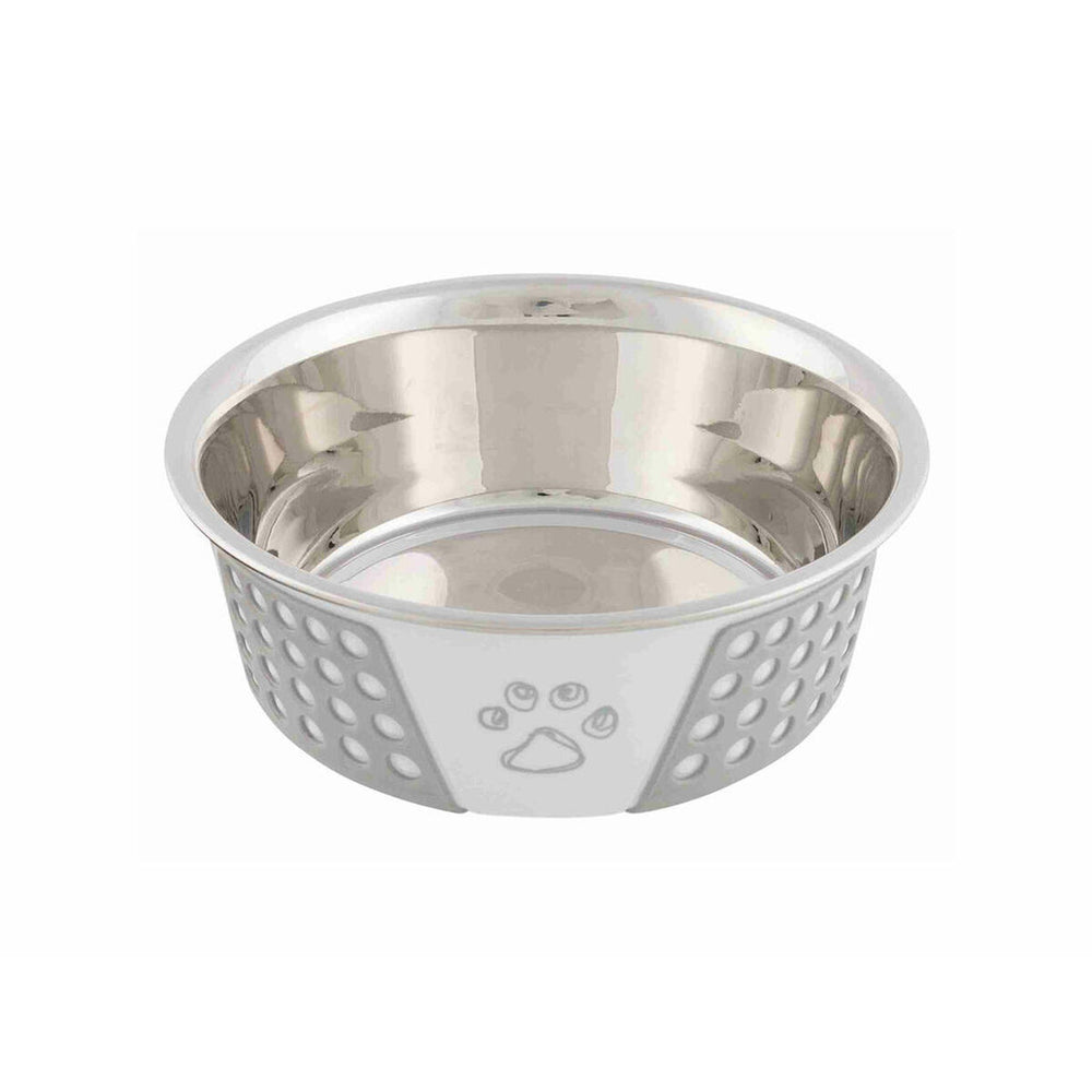 Pet feeding dish Trixie Blue White Grey Silicone Stainless steel 750 ml 0,75 L