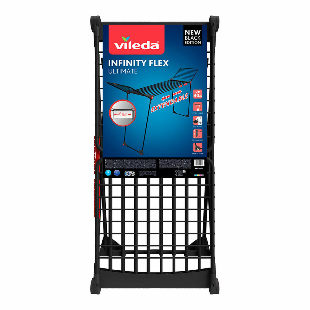 Stendibiancheria Vileda infinity flex ultimate Nero opaco Acciaio 304 x 56 x 128 cm 30 m Estensibile