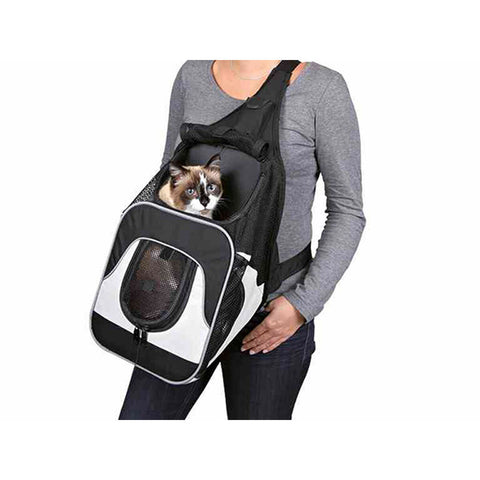 Zaino per Animali Domestici Trixie Savina Nero Grigio Poliestere 30 × 33 × 26 CM