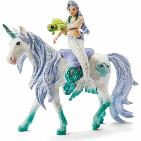 Statua Schleich 42509 Mermaid on sea unicorn Unicorno 4 Pezzi