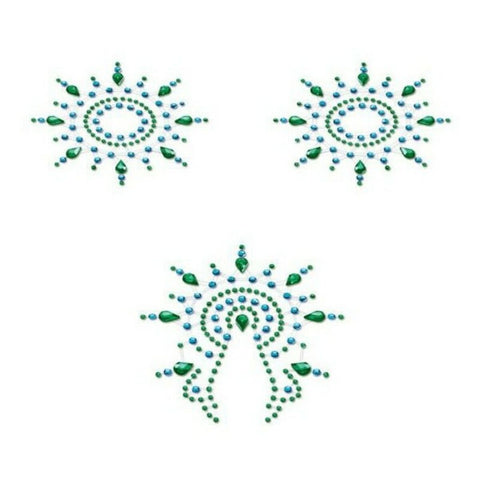 Pezoneras Azul y Verde Mystim 46656 Turquesa (3 pcs)
