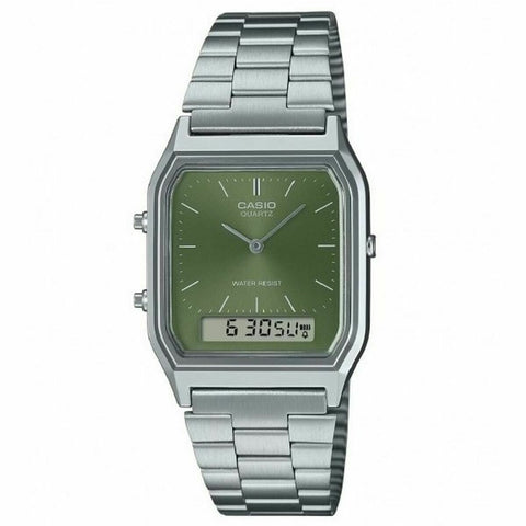 Reloj Unisex Casio EDGY COLLECTION SUNRAY DIAL - GREEN MOSS Verde Plateado