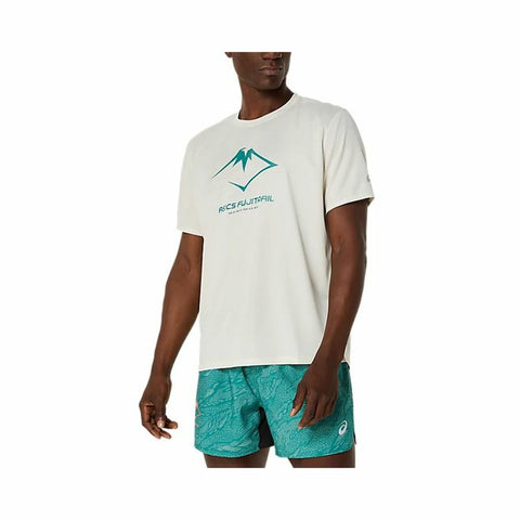 Camiseta de Manga Corta Hombre Asics Fujitrail Logo Ss Top Blanco