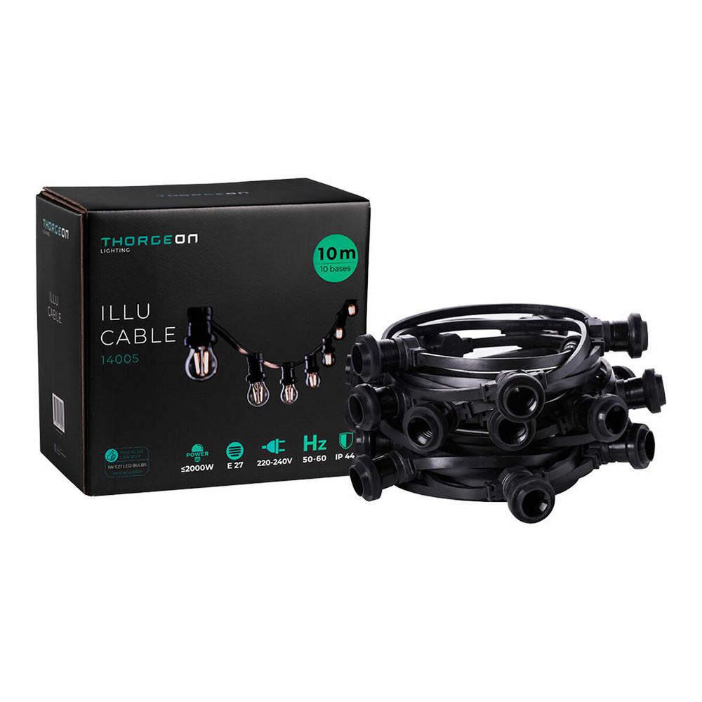 Filo di luci Thorgeon Nero 2000 W 10 m 10