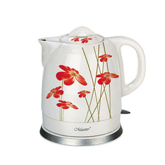 Bollitore Elettrico con Teiera Feel Maestro MR-066 Red Flowers Bianco Rosso Ceramica 1200 W 1,5 L