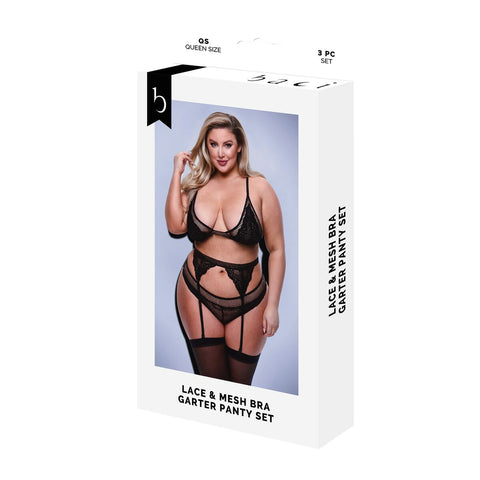 Conjunto de Lencería Baci Lingerie Negro 3 Piezas (Queen)