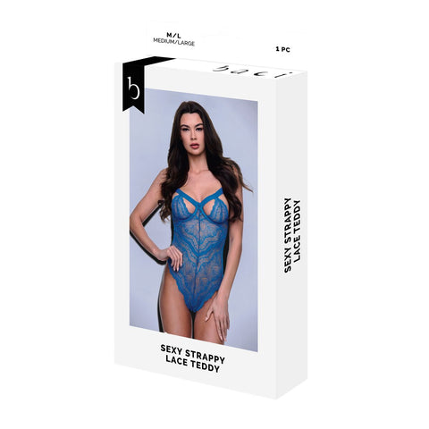 Set di Lingerie Baci Lingerie Lace Teddy Azzurro (M/L)