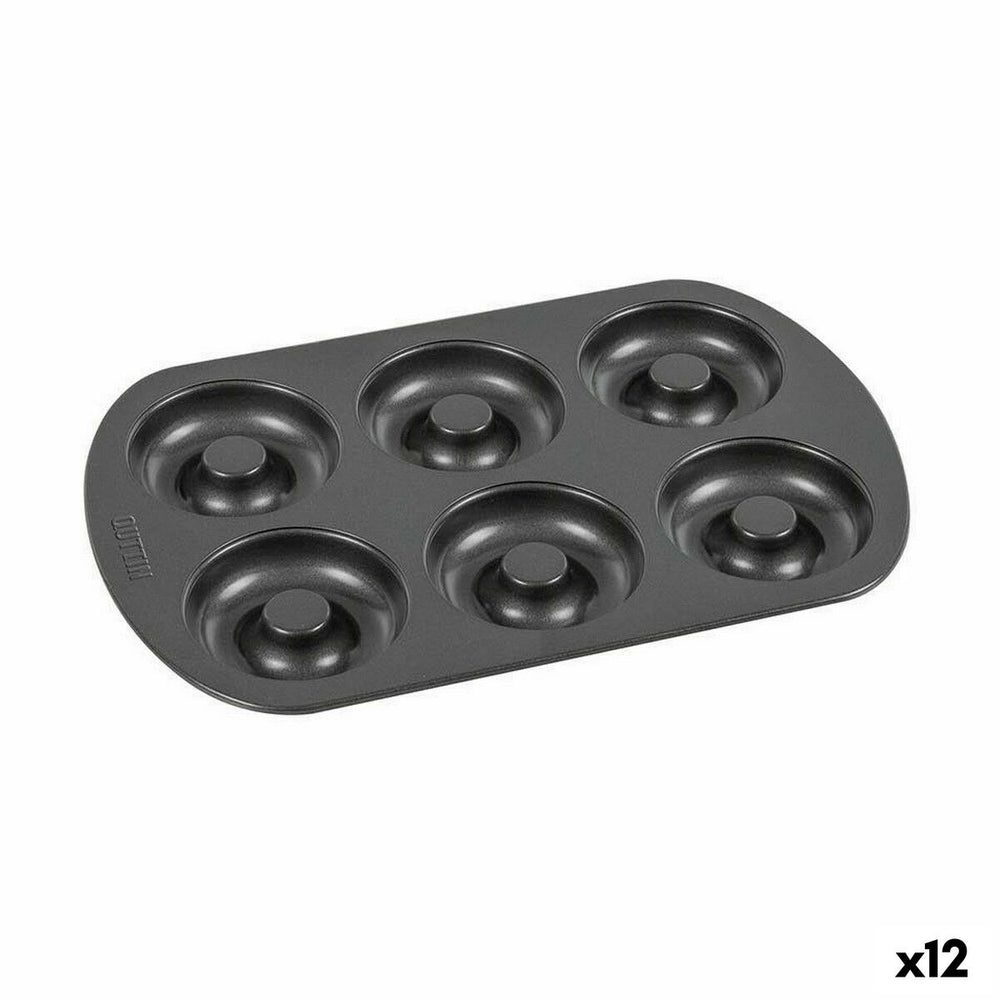 Stampo da Forno Quttin Ciambelle Acciaio al carbonio Nero 32 x 21 x 2,3 cm (12 Unità)