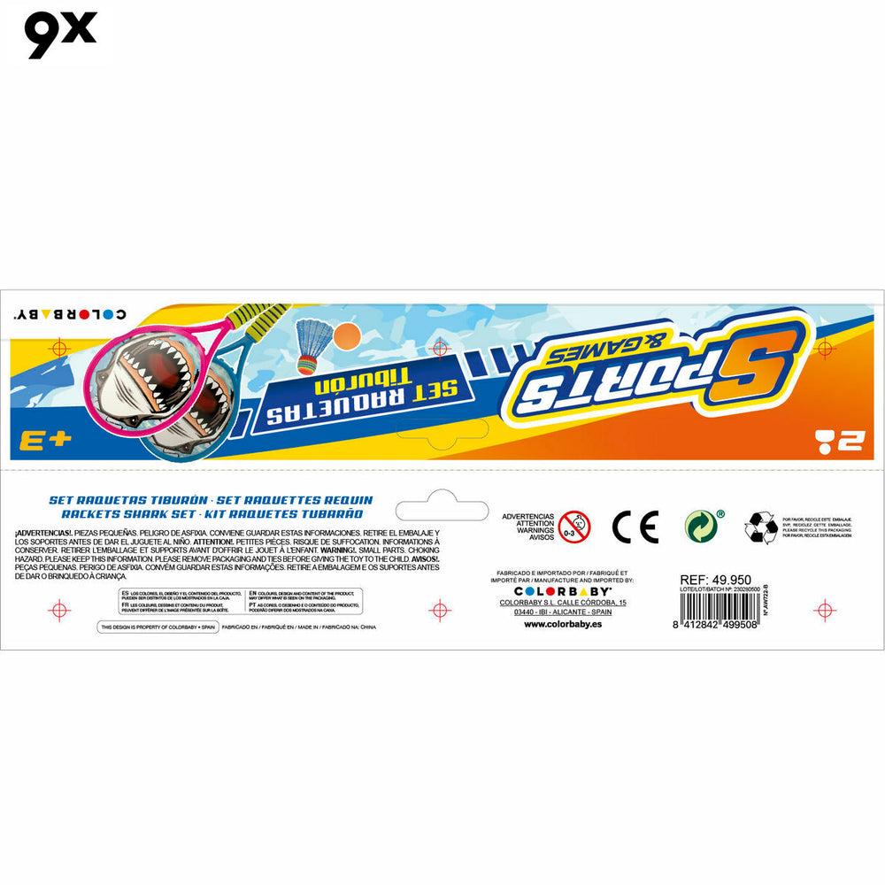 Gioco di Racchette Colorbaby 22 x 48 x 1,8 cm (6 Unità)