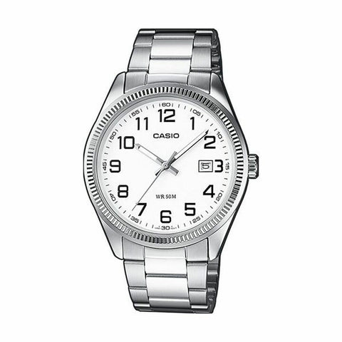 Reloj Unisex Casio DATE Blanco Plateado (Ø 39 mm) (Ø 38,5 mm)