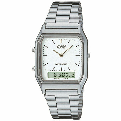 Orologio Unisex Casio AQ-230A-7DMQYES Bianco Argentato (Ø 38,5 mm) (Ø 29 mm)