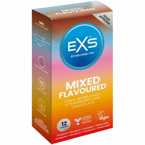 Preservativi EXS Mixed Cioccolato Coda Fragola Chewing Gum 12 Unità
