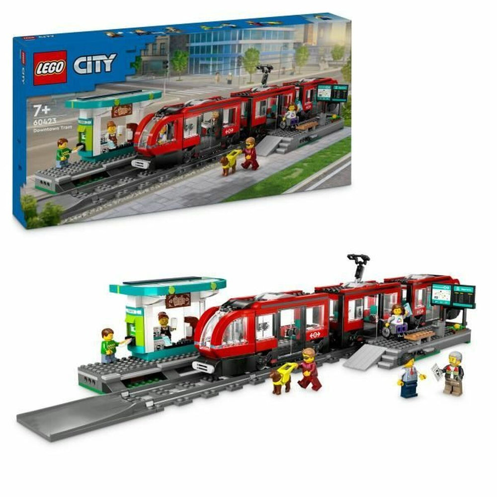 Set di Costruzioni Lego 60423 Downtown Tram and Station Multicolore