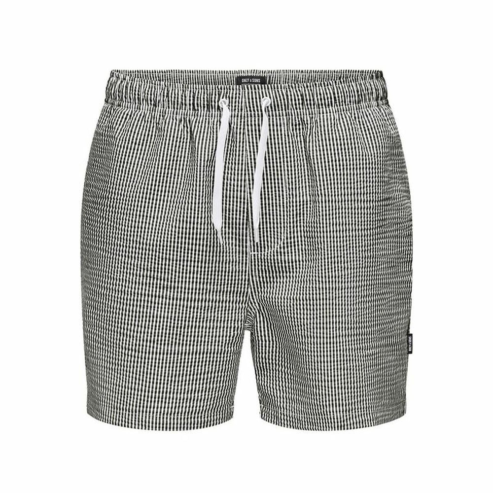 Costume da Bagno Uomo Only & Sons Onsted Stripe Seersucker Bianco Nero