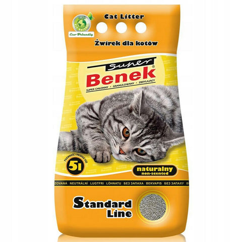 Arena para Gatos Super Benek Standard Natural 5 L