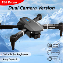 Drone E88 con doppia fotocamera, WiFi FPV, doppio quadricottero RC pieghevole