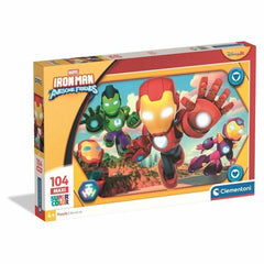 Puzzle Clementoni Maxi - Iron Man and his awesome friends 62 x 42 cm 104 Pezzi