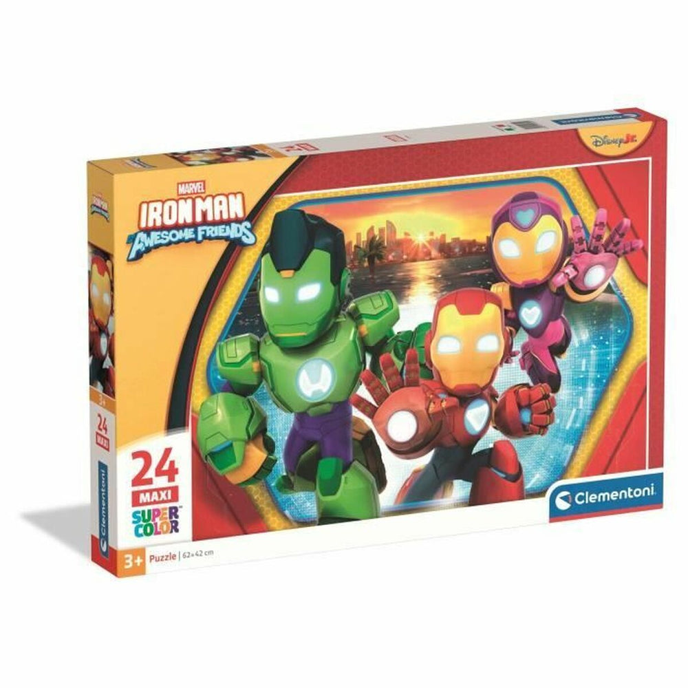 Puzzle Clementoni Maxi - Iron Man and his awesome friends 62 x 42 cm 24 Piezas