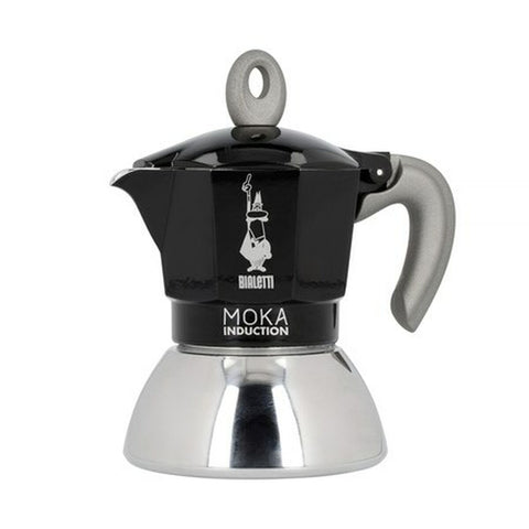 Caffettiera Italiana Bialetti Moka Induction Nero Acciaio inossidabile Alluminio 100 ml 2 Tazze