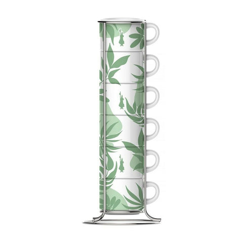 Set di 6 Tazze da Caffè Bialetti 29597 Bianco Verde Porcellana 90 ml (6 Unità)