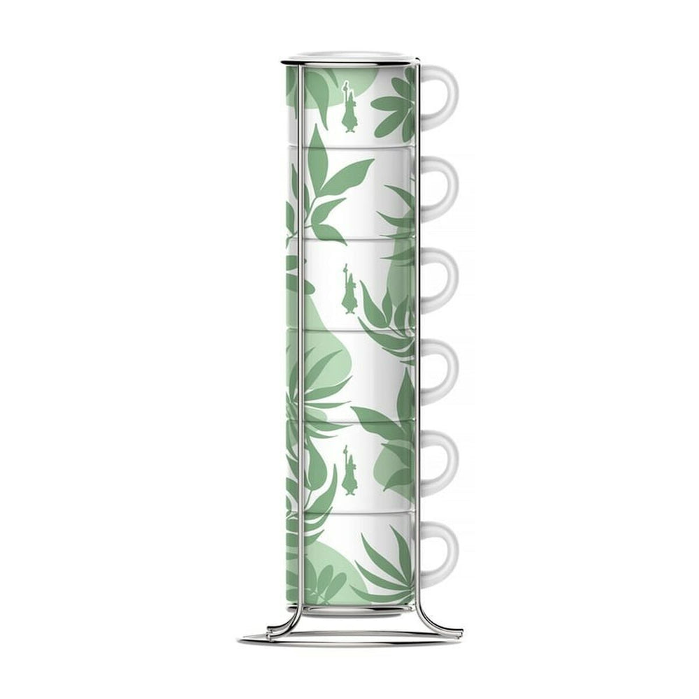Set di 6 Tazze da Caffè Bialetti 29597 Bianco Verde Porcellana 90 ml (6 Unità)
