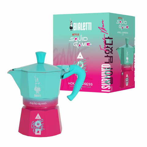 Cafetera Italiana Bialetti Azul Rosa Aluminio Termoplástico 3 Tazas