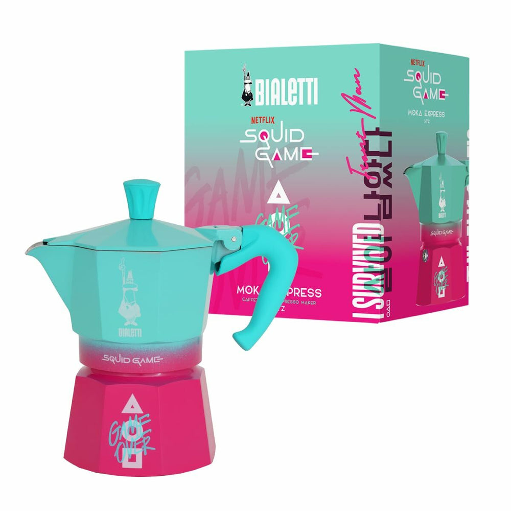 Cafetera Italiana Bialetti Azul Rosa Aluminio Termoplástico 3 Tazas