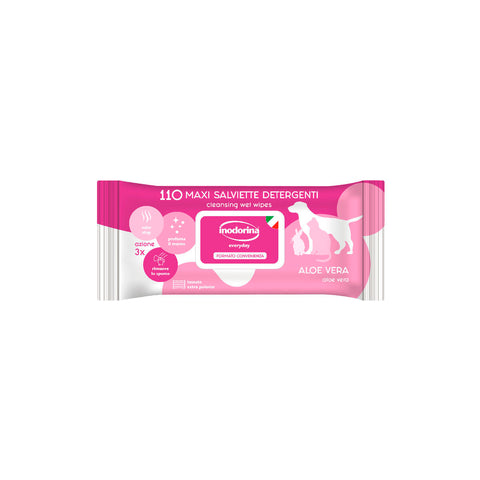 Salviettine Inumidite per Animali Domestici Inodorina Aloe Vera 110 Unità
