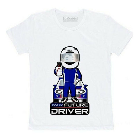 Child's Short Sleeve T-Shirt Sparco Future Racer White