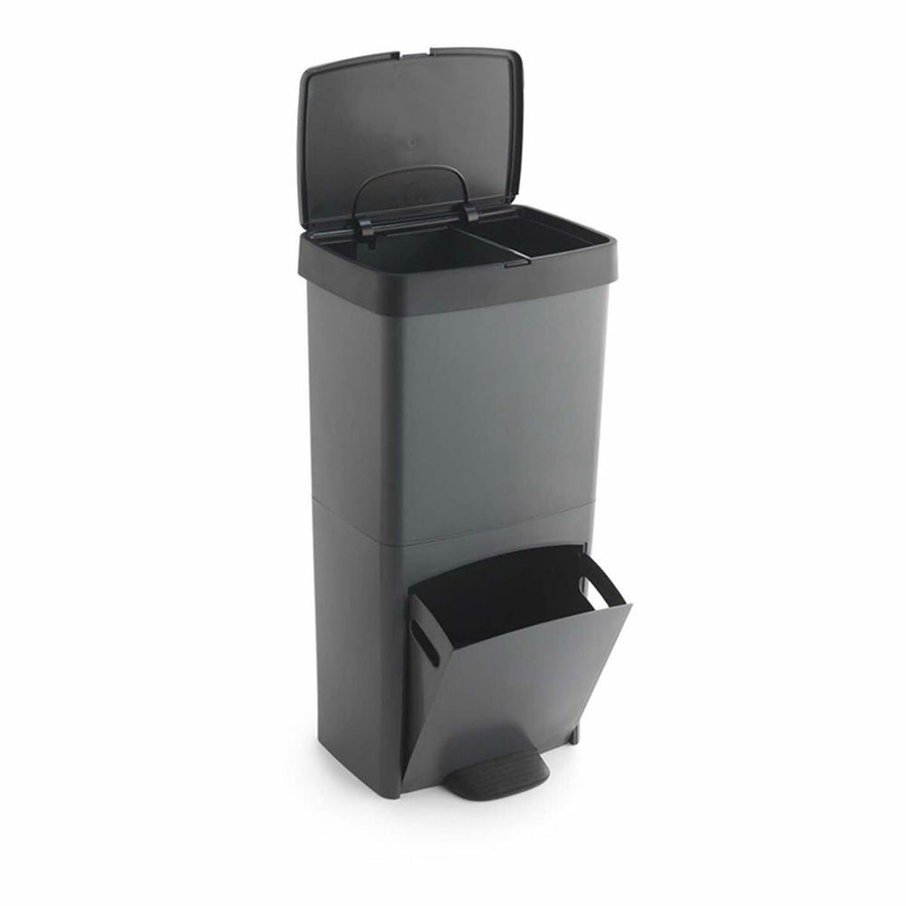 Secchio per Raccolta Differenziata SP Berner Antracite 10 L 30 L x 2 Plastica 3 Compartimenti (1 Unità)