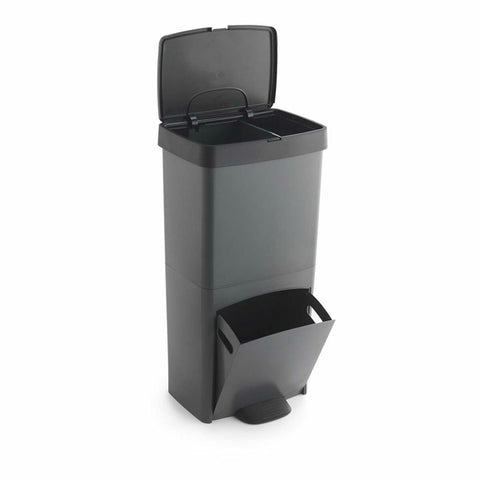 Secchio per Raccolta Differenziata SP Berner Antracite 10 L 30 L x 2 Plastica 3 Compartimenti (1 Unità)