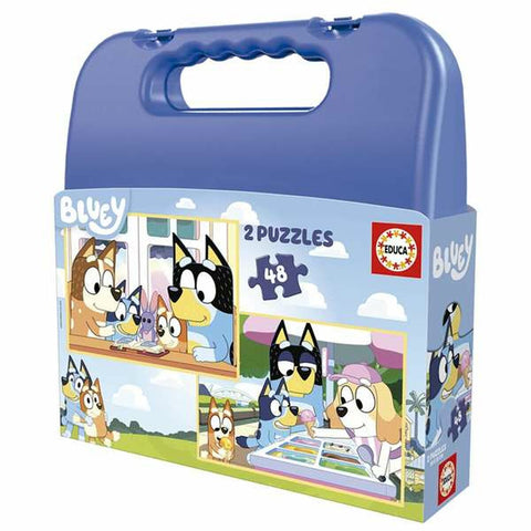 Set di 2 Puzzle Educa Bluey 48 Pezzi