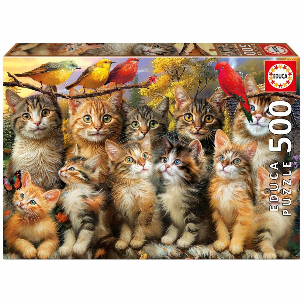 Puzzle Educa Gatitos y Pájaros 500 Pezzi